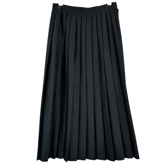 Vintage Made in Canada Rapport Black Wide Pleat Pleated Midi Maxi Skirt sz 10 - Picture 2 of 6